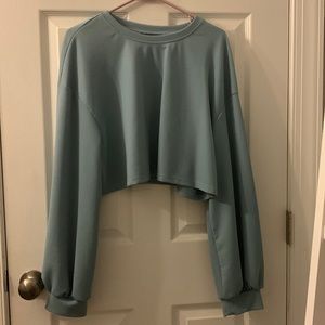 SHEIN Blue Long Sleeve Crop Top